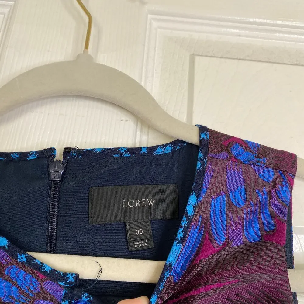 J. CREW Midnight Floral Jacquard Shift Dress Brocade Ornate Dark Floral Size 00
